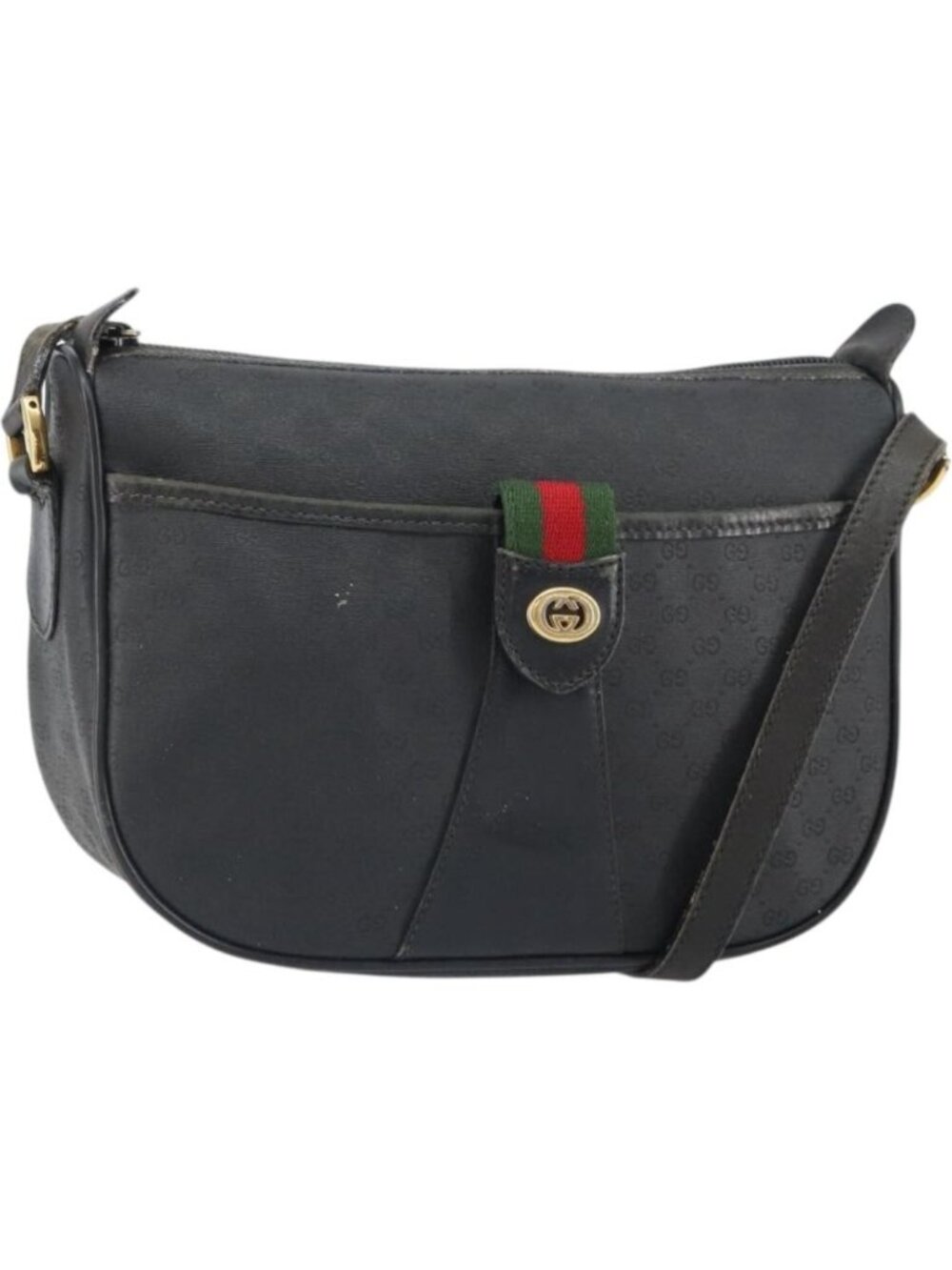 GUCCI Micro GG Supreme Web Sherry Line Bag PVC Black 001 754 6177